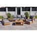 Foundry Select Stilijan Teak 5 - Person Outdoor Seating Group w/ Sunbrella Cushions /Natural Hards/Teak in Blue | 31 H x 82 W x 41 D in | Wayfair