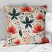 Designart "Elegant Red Floral Pattern III" Floral Printed Throw Pillow