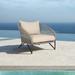 Benicia Outdoor Patio Club Chair in Black Steel with Gray Rope and Taupe Olefin Cushions