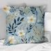 Designart "Blue & White Essence Petals Blooms Floral Pattern" Floral Printed Throw Pillow