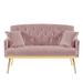 Modern Elegant Velvet Sofa, Accent Sofa Loveseat Sofa with Gold Metal legs and 2 pillows Tufted Chaise Lounge Sofa