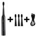 Jzenzero Rechargeable Electric Tooth Brush High-frequency Vibration Soft Bristles Toothbrush for Women Men Daily Dental Care English Black Five Levels 4 Brush Heads