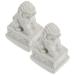 2pcs Garden Layout Miniature Lion Statue Decoration Yard Desktop Cement Lion Figurine Home Decor