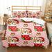 Christmas Duvet Cover Set 3 Pieces Red Reindeer Christmas Trees Comforter Cover with Zipper Closure Soft Microfiber Festival Bedding Sets(No Comforter)