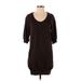 Vince. Casual Dress - Shift Scoop Neck 3/4 sleeves: Brown Print Dresses - Women's Size X-Small