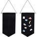 2 Pcs Hangable Enamel Pin Wall Canvas Banner 24x12 Inch Blank Pin Display Banner with Wooden Stick Black Polyester Pennant Wall Display Canvas Banner for Badge Pin Brooch Button