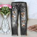 hcuribad Baggy Jeans Boyfriend Jeans for Women Ripped Jeans Womens Womens Jeans Baseball Print Pants Grey S