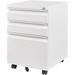 3 Drawer Mobile File Cabinet with Lock Rolling File Cabinet for Home Office Under Desk Small File Cabinet Metal Vertical White Filing Cabinet for Legal/Letter/A4 File Not Assembled