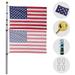 Outdoor Flag Poles Flag Pole for Outside In Ground with American Flag and Ornament Ball for Residential or Commercial