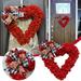 Valentine s Day Wreaths for Front Door Outside Burlap Heart Shaped Door Wreath with Buffalo Plaid Bows Farmhouse Valentine s Day Anniversary Wedding Decorations Party Supplies