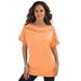 Plus Size Women's Ladder Stitch Tee by Roaman's in Orange Melon (Size L) Shirt