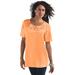 Plus Size Women's Eyelet Cutout Tee by Roaman's in Orange Melon (Size 2X)