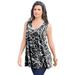 Plus Size Women's Swing Ultimate Tank by Roaman's in Black Textured Paisley (Size 26/28) Top