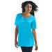 Plus Size Women's Eyelet Cutout Tee by Roaman's in Ocean (Size 2X)