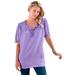 Plus Size Women's Ruffled Henley Tee by Roaman's in Vintage Lavender (Size 18/20)