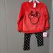 Disney Matching Sets | Minnie Mouse 2 Pc Outfit | Color: Black/Red | Size: 4tg