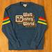 Disney Tops | Disneyparks Disney World Resort Retro Rainbow Blue Sweatshirt Pullover Men’s S | Color: Blue/White | Size: S