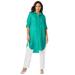 Plus Size Women's Linen Mega Tunic by Jessica London in Aqua Sea (Size 18 W)