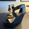 Jessica Simpson Shoes | Jessica Simpson Black Platform Wedge Sandals Size 7.5 | Color: Black | Size: 7.5