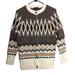 J. Crew Sweaters | J. Crew Fair Isle Cardigan Cream Brown Button Down Wool Alpaca Sweater Size Xs | Color: Brown/Cream | Size: Xs