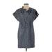 Coach Casual Dress - Shirtdress High Neck Short sleeves: Blue Dresses - Women's Size 8