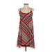 City Triangles Casual Dress - A-Line Scoop Neck Sleeveless: Red Color Block Dresses - Women's Size Small