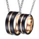 Gualiy His and Hers Tungsten Steel Necklace, Couples Necklaces Two-Tone Brushed Ring 8mm Necklace Women P 1/2 + Men T 1/2