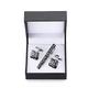 High-end tie clip, exquisitely carved cufflinks, Saxophone crystal cufflinks, tie clip, black square box set (metallic color: 5) ()