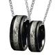 Gualiy Necklace Tungsten Steel Circle, His and Hers Necklaces for Couples 8mm Black Ring Inlay Silver Metal Necklaces Women V 1/2 + Men X 1/2