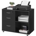 Yaheetech File Cabinet Mobile Letter Size File Organization Unit Mobile Lateral Filing Cabinet Printer Stand for Home and Office,Black