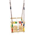 Hardwood Baby Swing Seat (Beech) with Safety Harness and Play Beads Lovely Cradle Swing for Garden or Nursery