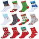 LIZHOUMIL 12 Pairs Women's Christmas Crew Socks - Cozy Cotton Knit Xmas Socks - Assorted Styles - Cute Novelty Gifts