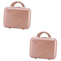 Beavorty 2pcs Cosmetic Suitcase Small Makeup Suitcase Portable Carrying Case Portable Cosmetics Bag Large Capacity Travel Cosmetic Bag Simple Mini Suitcase Abs Miss Multipurpose Organizer