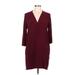 Sandro Casual Dress - Mini V Neck 3/4 sleeves: Burgundy Print Dresses - Women's Size Large