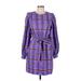 Samsoe Samsoe Casual Dress - Shirtdress: Purple Print Dresses - Women's Size Large