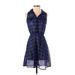 Xhilaration Casual Dress - Shirtdress: Blue Checkered/Gingham Dresses - Women's Size X-Small