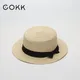 COKK-Chapeau de soleil en paille pour femmes couvre-chef d'été à large bord pour la plage et le