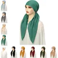Turban Hijab Musulman Pré-Attaché pour Femme Bonnet Longue Queue Bonnet Chimio Perte de Cheveux