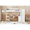 Harriet Bee Loft Bed w/ Desk, Shelves & Wardrobe Wood in White | 66.89 H x 54.89 W x 98.75 D in | Wayfair F895C46B879E42AC99857CE818457D26