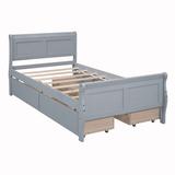 Red Barrel Studio® Shadoe Platform Storage Bed Wood in Gray | 35.4 H x 41.1 W x 82.6 D in | Wayfair CCDACB6CFCDC49ABA78394C7B910AFE3