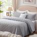 Latitude Run® 3 Pieces Navy Blue Boho Quilt Queen Size Bedding Set For All Seasons Polyester/Polyfill/Polyester/Satin in Gray | Wayfair