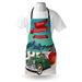 The Holiday Aisle® Christmas Apron Unisex, Santa in Classic Car, Adult Size, Teal Red, Polyester | Wayfair E56ADFCA8F7E4E0D98D1EF7ECEFAC727