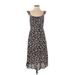 Cupcakes & Cashmere Casual Dress - Midi Scoop Neck Sleeveless: Black Floral Dresses - Women's Size 0