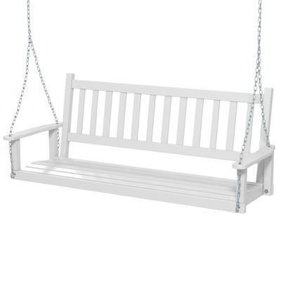 Costway 3-Person Wooden Outdoor Porch Swing with 800 lbs Weight Capacity-White