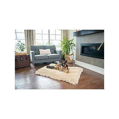 Best Friends by Sheri 4-in-1 Orthopedic Nap Mat Shag Dog Mat with Removable Cover, Taupe, Large