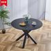 42.1"BLACK Table for 4-6 people With Round Mdf Table Top, Pedestal Dining Table, End Table Leisure Coffee Table
