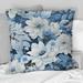 Designart "Blue And White Blooming Floral Pattern III" Floral Printed Throw Pillow