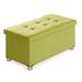 30" Folding Storage Ottoman Bench with Wooden Feet and Lid, Linen Fabric Bench with Resilient Sponge Padded for Bedroom