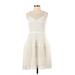 Club Monaco Casual Dress - Party V Neck Sleeveless: Ivory Solid Dresses - Women's Size 2