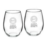 Rochester Institute of Technology Tigers Class 2024 21oz. Two-Piece Stemless Wine Glass Set